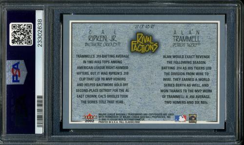 2002 Fleer Fall Classics Rival Factions Retail #27 C.Ripken/A.Trammell PSA 10 #23302638 - Back