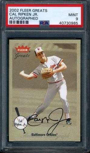 2002 Greats of the Game Autographs #CR Cal Ripken SP/100 PSA 9 #40730985