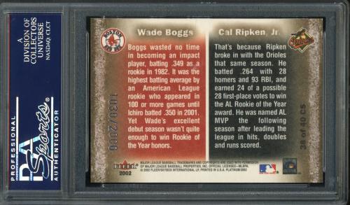 2002 Fleer Platinum Cornerstones Numbered #38 C.Ripken/W.Boggs PSA 10 #23933883 - Back