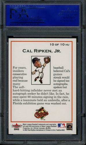 2002 Fleer Tradition Heads Up #10 Cal Ripken PSA 9 #30980504 - Back
