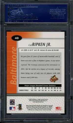2002 Leaf Certified #40 Cal Ripken PSA 10 #17372390 - Back