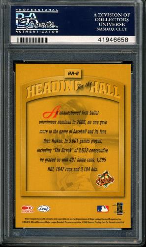 2002 Leaf Heading for the Hall #6 Cal Ripken PSA 10 #41946658 - Back