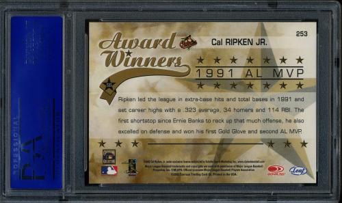 2002 Leaf Rookies and Stars #253 Cal Ripken 91 MVP PSA 10 #40385598 - Back