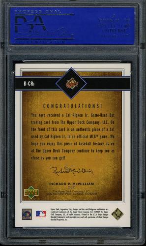 2002 SP Legendary Cuts Game Bat #BCRi Cal Ripken PSA 9 #30266637 - Back