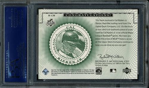 2002 Sweet Spot Classics Game Bat #BCR Cal Ripken DP PSA 10 #21994703 - Back