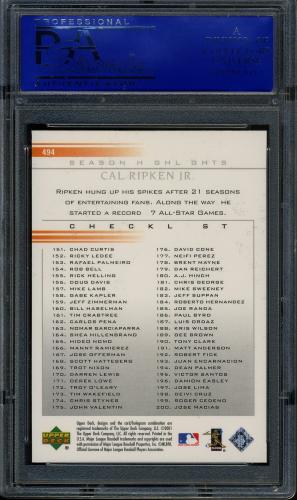 2002 Upper Deck #494 Cal Ripken CL PSA 10 #11786491 - Back