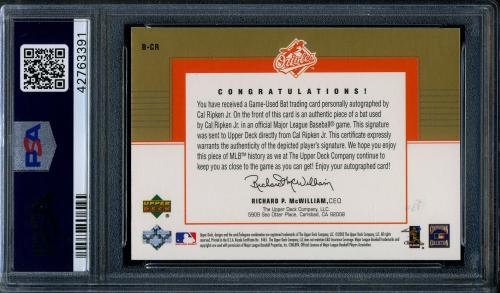 2002 Upper Deck Diamond Connection Memorable Signatures Bat #CR Cal Ripken/145 PSA 9 #42763391 - Back