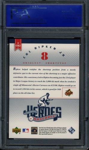 2002 Upper Deck Prospect Premieres Heroes of Baseball #HCR2 Cal Ripken PSA 9 #90325985 - Back