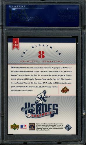 2002 Upper Deck Prospect Premieres Heroes of Baseball #HCR5 Cal Ripken PSA 10 #20603913 - Back