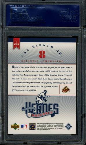 2002 Upper Deck Prospect Premieres Heroes of Baseball #HCR6 Cal Ripken PSA 10 #20603912 - Back