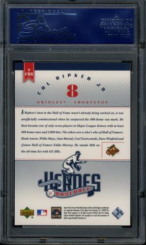 2002 Upper Deck Prospect Premieres Heroes of Baseball #HCR8 Cal Ripken PSA 10 #16340953 - Back