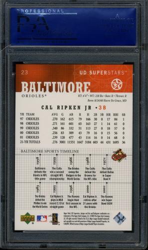 2002 UD SuperStars #23 Cal Ripken PSA 10 #40549151 - Back