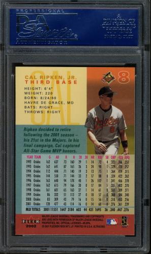 2002 Ultra #008 Cal Ripken PSA 10 #16499571 - Back