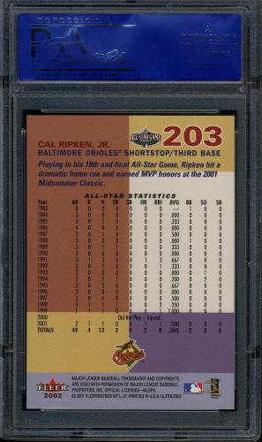 2002 Ultra #203 Cal Ripken AS PSA 10 #90611647 - Back