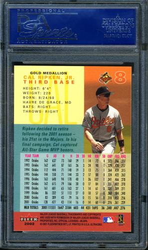 2002 Ultra Gold Medallion #008 Cal Ripken PSA 10 #17122885 - Back
