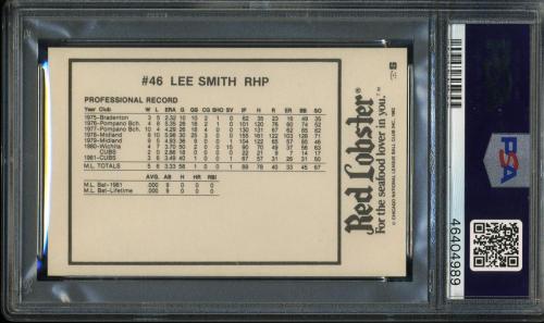 1982 Red Lobster #46 Lee Smith PSA 10 #46404989 - Back