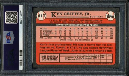 1989 Topps Traded Tiffany #41T Ken Griffey, Jr. PSA 9 #84907321 - Back