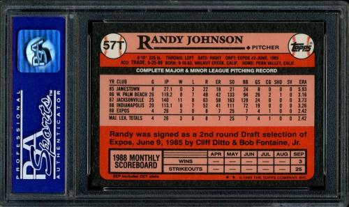 1989 Topps Traded Tiffany #57T Randy Johnson PSA 9 #08074585 - Back