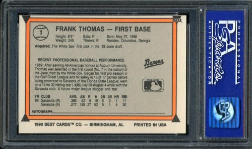 1990 Best #1 Frank Thomas PSA 9.5 #08074505 - Back