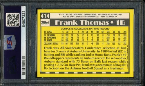 1990 Topps Tiffany #414 Frank Thomas PSA 6 #84907323 - Back