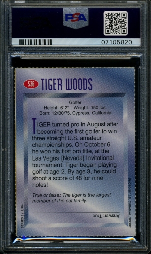 1996 Sports Illustrated For Kids #536 Tiger Woods PSA 9 #07105820 - Back