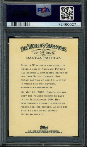 2006 Topps Allen & Ginter #305 Danica Patrick PSA 10 #72460027 - Back