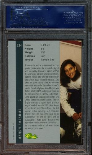 1992 Classic Four Sport Gold #224 Manon Rheaume PSA 10 #17602901 - Back