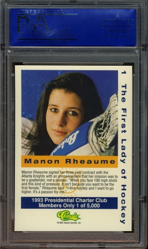 1992-93 Classic Manon Rheaume C3 Presidential #1 Manon Rheaume PSA 10 #81463977 - Back