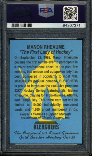 1993 Bleachers 23K Manon Rheaume #NNO Manon Rheaume/ Title Card PSA 8 #84907371 - Back