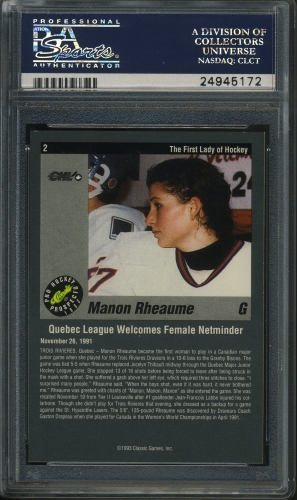 1993 Classic Pro Prospects #2 Manon Rheaume PSA 10 #24945172 - Back