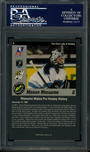 1993 Classic Pro Prospects #5 Manon Rheaume PSA 10 #23938206 - Back