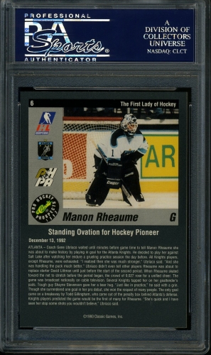 1993 Classic Pro Prospects #6 Manon Rheaume PSA 10 #23938207 - Back