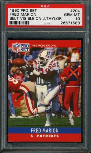 1990 Pro Set #204a Fred Marion Belt Visible on J. Taylor PSA 10 #26671588
