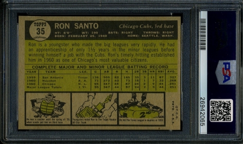 1961 Topps #035 Ron Santo PSA 9 #26942065 - Back