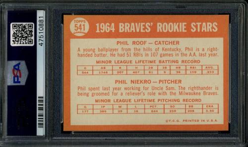 1964 Topps #541 Phil Niekro PSA 9 #47510881 - Back