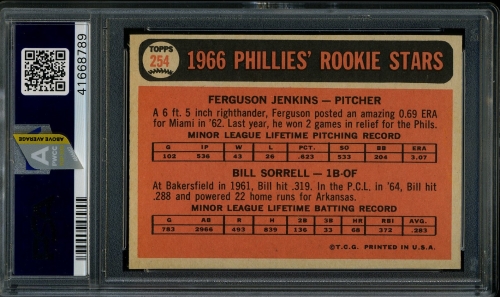 1966 Topps #254 Fergie Jenkins PSA-PWCC-A 9 #41668789 - Back