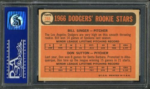 1966 Topps #288 Don Sutton PSA 9 #02005824 - Back