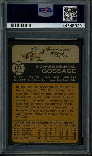 1973 Topps #174 Rich Gossage PSA 9 #44545920 - Back