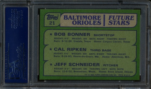 1982 Topps #21 Cal Ripken PSA 10 #20340113 - Back