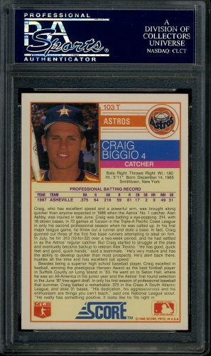1988 Score Traded #103T Craig Biggio PSA 10 #24173086 - Back