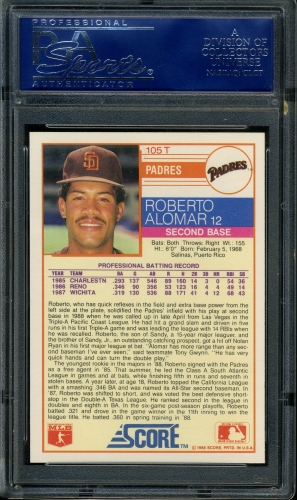 1988 Score Traded #105T Roberto Alomar PSA 10 #16432563 - Back