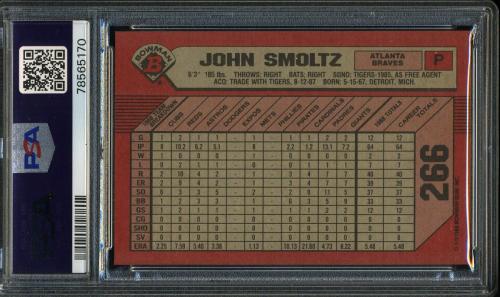 1989 Bowman #266 John Smoltz PSA 10 #78565170 - Back