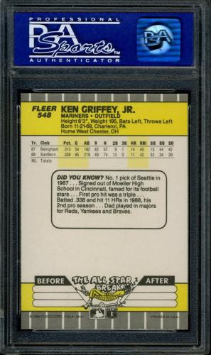 1989 Fleer #548 Ken Griffey, Jr. PSA 9 #01083034 - Back