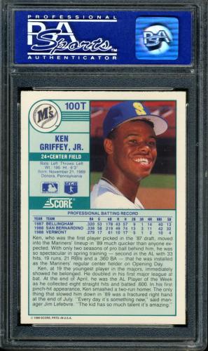 1989 Score Rookie/Traded #100T Ken Griffey, Jr. PSA 9 #08074548 - Back