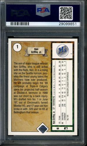 1989 Upper Deck #001 Ken Griffey Jr. PSA 10 #29099851 - Back