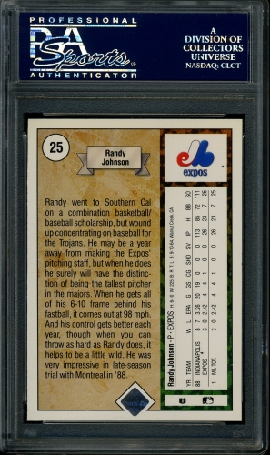 1989 Upper Deck #025 Randy Johnson PSA 10 #24568843 - Back