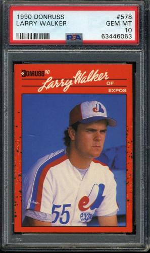 1990 Donruss #578 Larry Walker PSA 10 #63446063