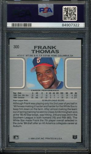1990 Leaf #300 Frank Thomas PSA 10 #84907322 - Back