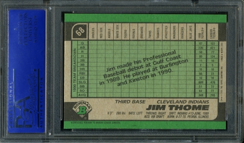 1991 Bowman #068 Jim Thome PSA 10 #81197882 - Back
