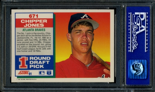 1991 Score #671 Chipper Jones PSA 10 #08074580 - Back